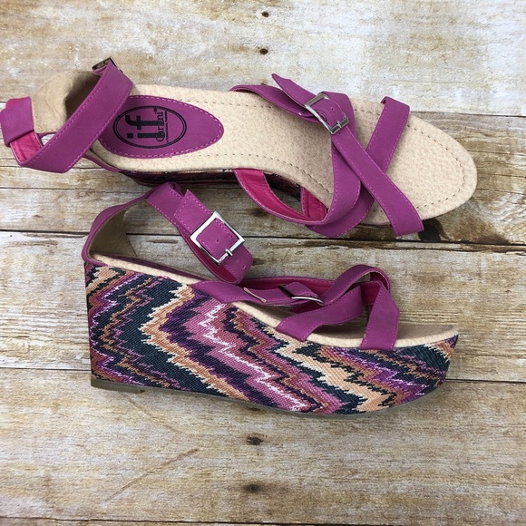 If Carrini Shoes - New If Carrini Platform Wedge Sandals Ankle Strap
